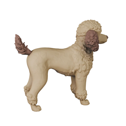 High Poly Poodle Dog 3D Model - Detailed STL Asset for Printing