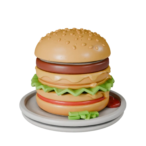 Printable Restaurant Burger Meal STL 3D Print Asset