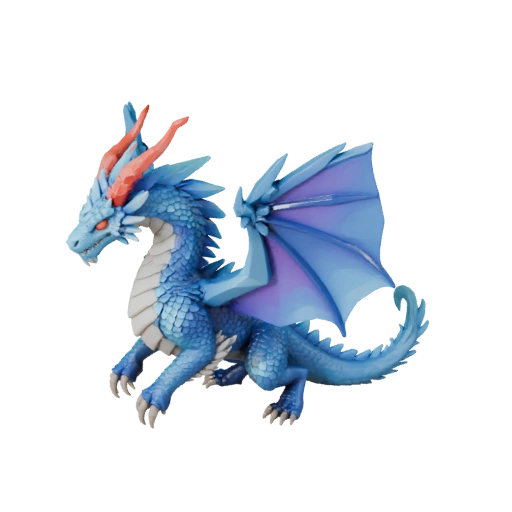Low Poly Ice Dragon 3D Model - Unity Game Asset with FBX | PBR