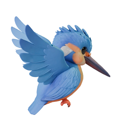 Modèle 3D Martin-Pêcheur Dessin Animé - Actif Stylisé pour Animation