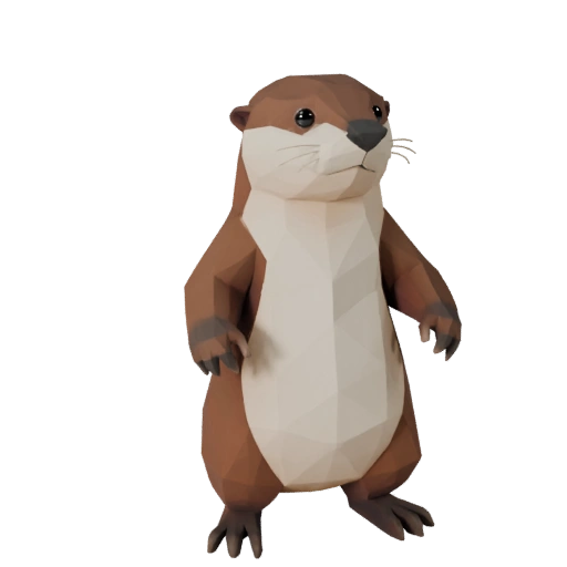 Modelo 3D de Lontra Baixo Poli - Asset de Jogo Unity com FBX | Royalty-Free
