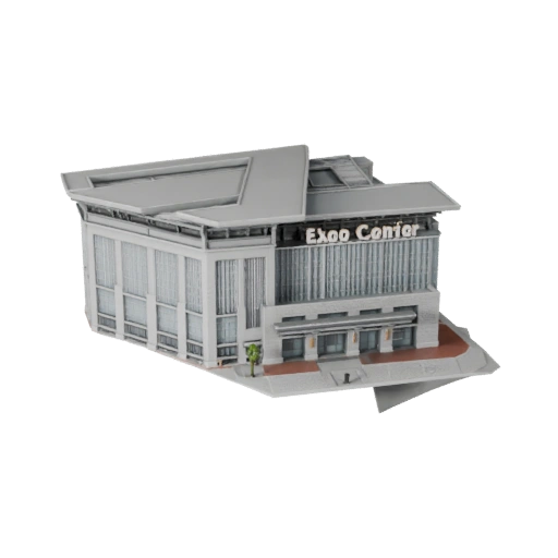 Low Poly Expo Center 3D Model for Realtime Games and VR
