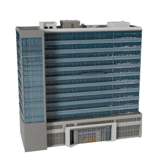 Low Poly Glass Office Building 3D Model for Games & VR