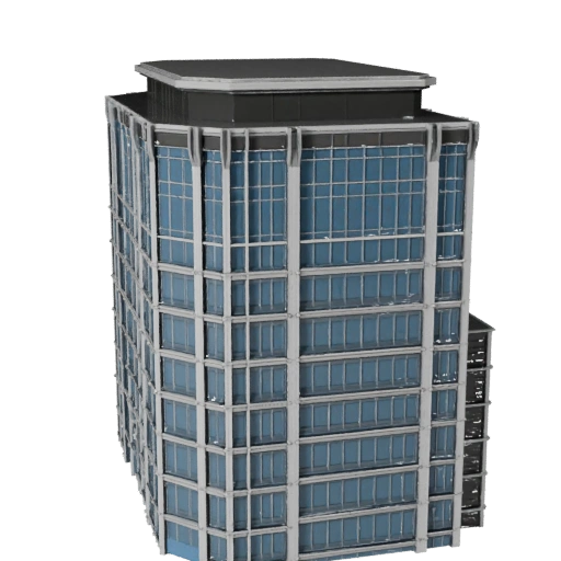 Low Poly Modern Glass Facade 3D Model for Games & VR