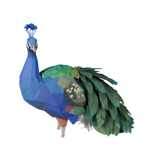 Modèle 3D Paon Low Poly - Asset de Jeu Unity avec FBX | Libre de Droits