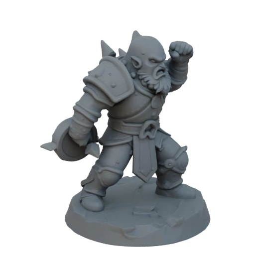Fantasy Dwarf Warrior Miniature STL - Charging