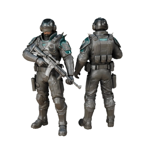 Modelo de Personaje Soldado Enemigo de Ciencia Ficción - Articulado