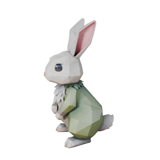 Low Poly Rabbit 3D Model - Unity Game Asset with FBX | Royalty-Free