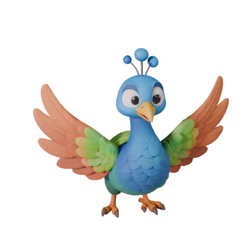Modèle 3D Paon Dessin Animé - Asset Stylisé pour Animation | PBR