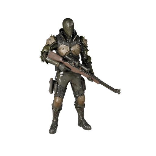 Modèle de personnage sniper ennemi de science-fiction - Gréé