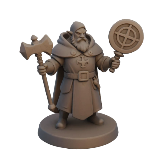 Fantasy Dwarf Cleric Miniature STL - Guard