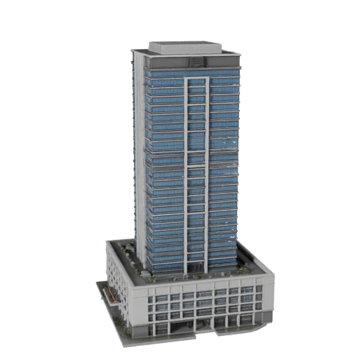 High Poly Mixed Use Skyscraper 3D Model for Archviz