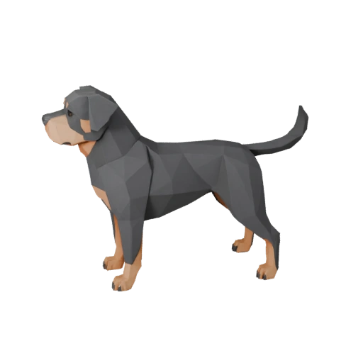 Low Poly Rottweiler Dog 3D Model - Unity Game Asset with FBX