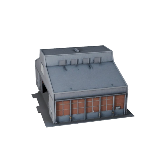 Low Poly Flugzeughangar 3D-Modell für Echtzeit-Spiel-Asset