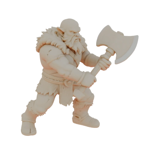 Fantasy Dwarf Barbarian Miniature STL - Charging
