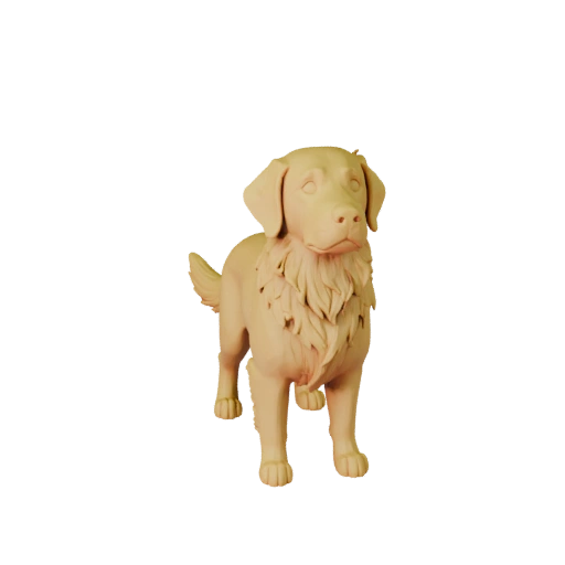 High Poly Golden Retriever Dog 3D Model - STL Asset for Printing