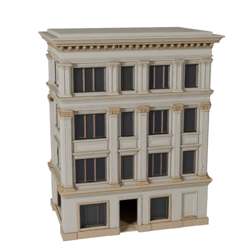 Façade Classique Imprimable STL Modèle 3D - Asset d'Échelle