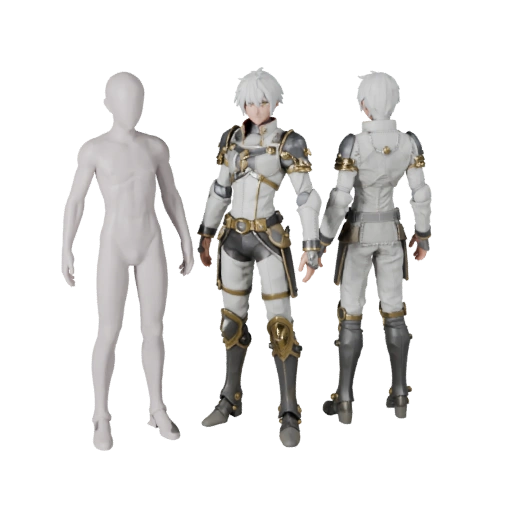 Anime Armored Mage Character Model - Rigged