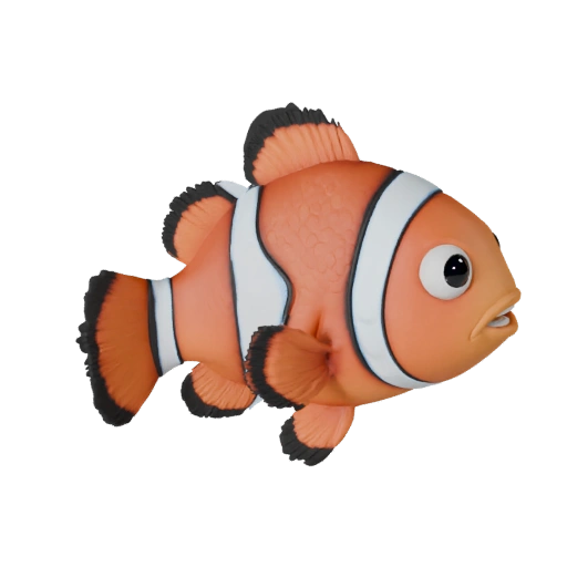 Modelo 3D de Pez Payaso para Blender - Recurso PBR con Texturas | PBR