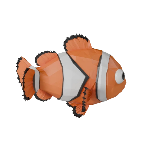 Modelo 3D de Pez Payaso Polygonal Bajo - Asset de Juego para Unity con FBX | PBR