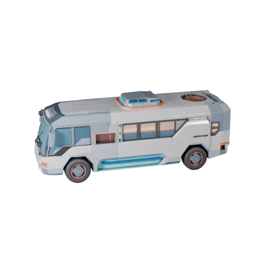 Hover Bus 3D Model - Low Poly Game Ready PBR Asset