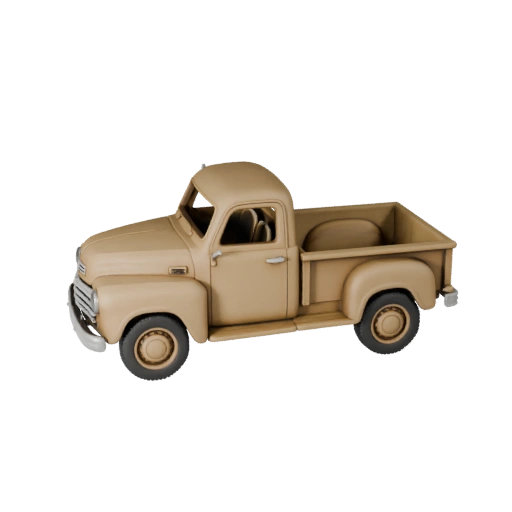 Printable Vintage Pickup Truck STL 3D Model for Asset