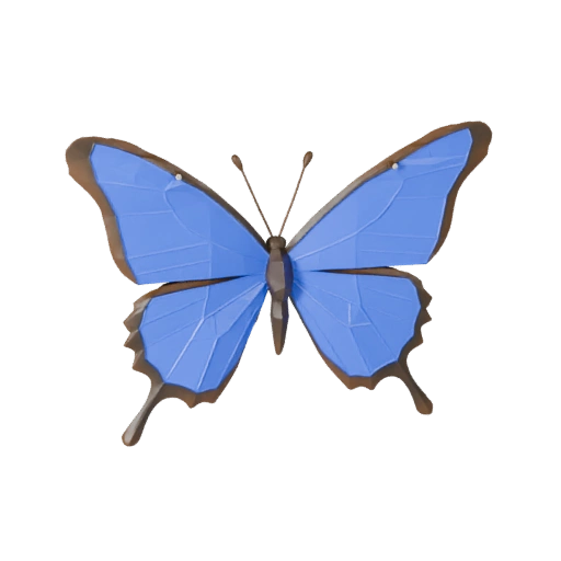 Low Poly Blue Morpho Butterfly 3D Model - Unity Game Asset with FBX