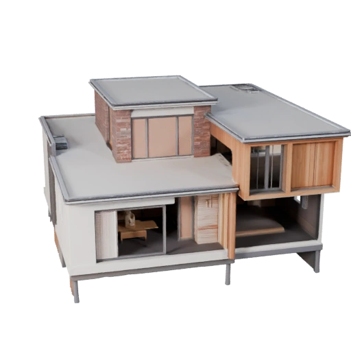 Stilisierte moderne Haus 3D-Modell - Spiel-Asset für Architektur
