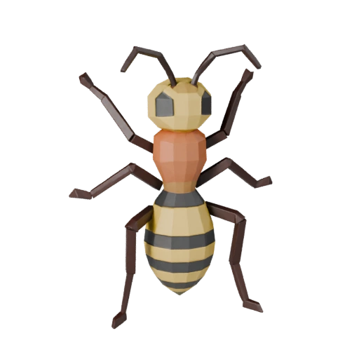 Low Poly Wasp 3D Model - Unity Game Asset with FBX | Royalty-Free