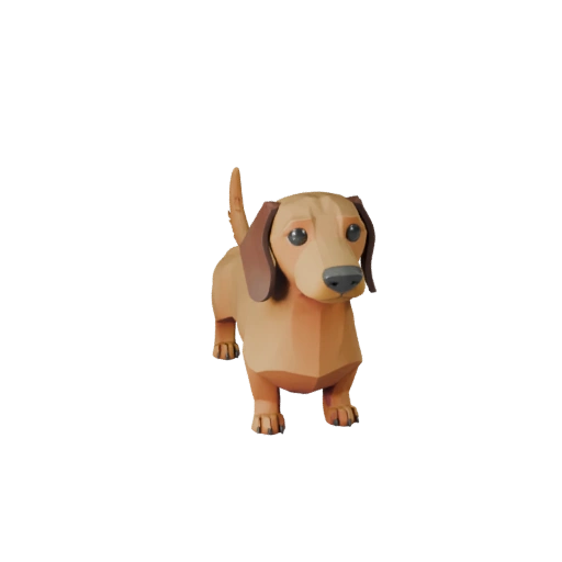 Modelo 3D Perro Salchicha Polygonal Bajo - Activo de Juego para Unity con FBX