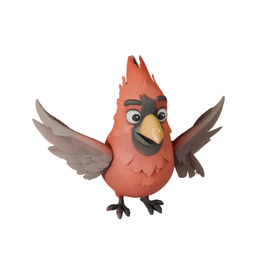 Modèle 3D de Cardinal Dessin Animé - Asset Stylisé pour Animation | PBR