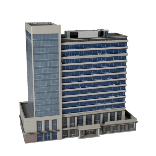 Stylized Office Block 3D Model - Game Asset for Architecture