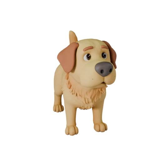 Cartoon Labrador Retriever 3D Model - Stylized 3D Asset