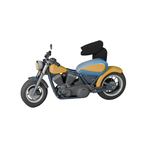 Modelo 3D de Motocicleta Crucero Inspirada en Harley de Caricatura