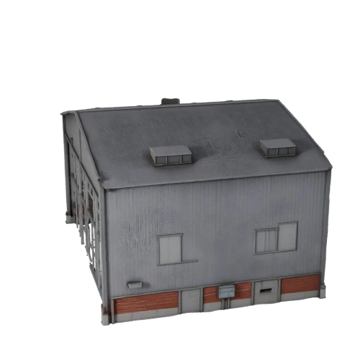 Stilisierter Flugzeughangar 3D-Modell - Spiele-Asset für Architektur