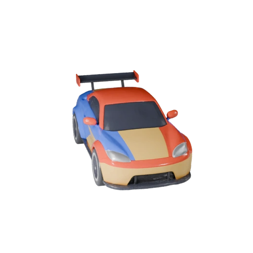 Modelo 3D de Coche de Carreras de Caricatura para Juegos Estilizados Activo PBR