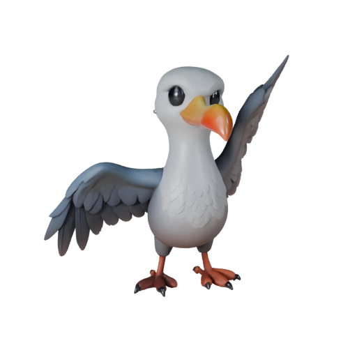 Modèle 3D d'Albatros Dessin Animé - Asset Stylisé pour Animation | PBR