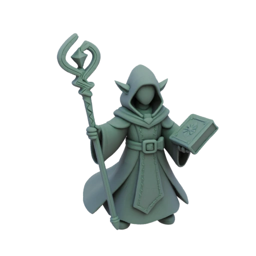 Fantasy Elf Wizard Miniature STL - Defensive