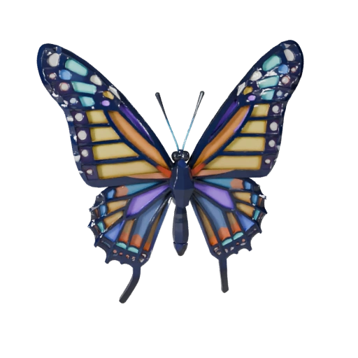 Modelo 3D de Borboleta Monarca Baixo Poli - Asset de Jogo para Unity com FBX