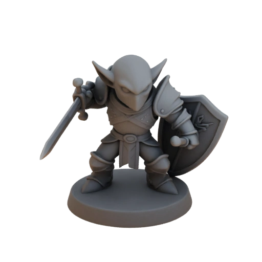 Miniatura STL de Duende Paladín de Fantasía