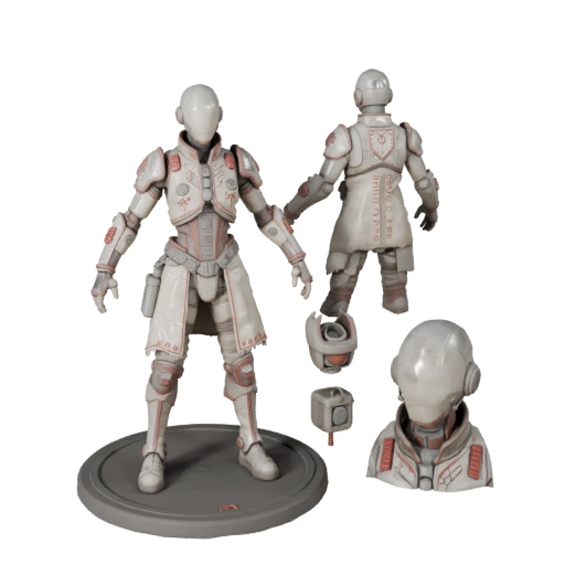 Modello Personaggio Sci-Fi Corazzato NPC Scienziato - Modellato