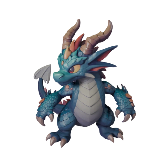 Modelo 3D de Dragão do Céu Desenho Animado - Asset Estilizado para Animação