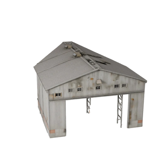 Hohes Poly Flugzeughangar 3D Modell für Archviz für Architektur