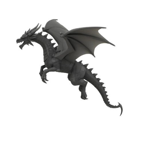 Miniatura STL de Dragão Chefe de Fantasia Sombria - Saltando