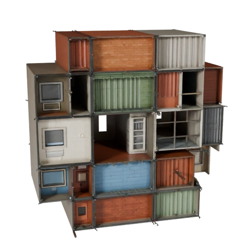 Kit de Vila Modular Estilizado Modelo 3D - Asset de Jogo