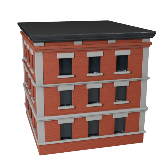 Stylized Brick Facade 3D Model - Game Asset for Architecture
