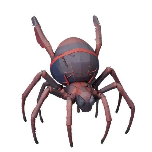 Cartoon Schwarze Witwe Spinne 3D Modell - Stilisierter Asset für Animation