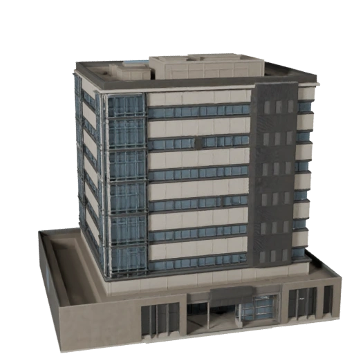 Bâtiment de bureaux bas stylisé 3D - Actif de jeu