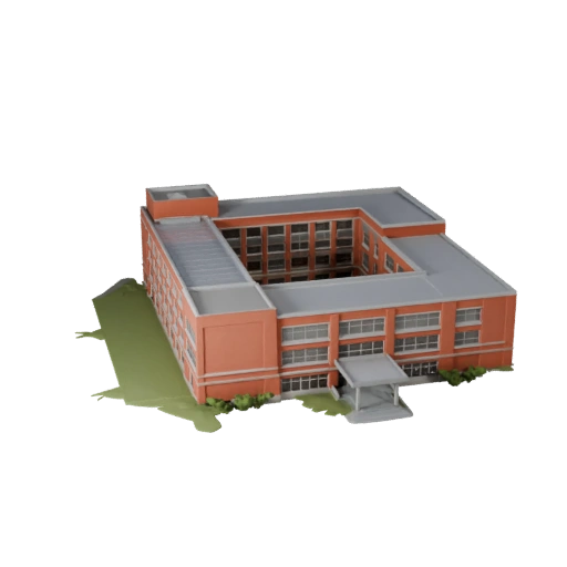 Low Poly School Building 3D Model for Realtime Game Asset