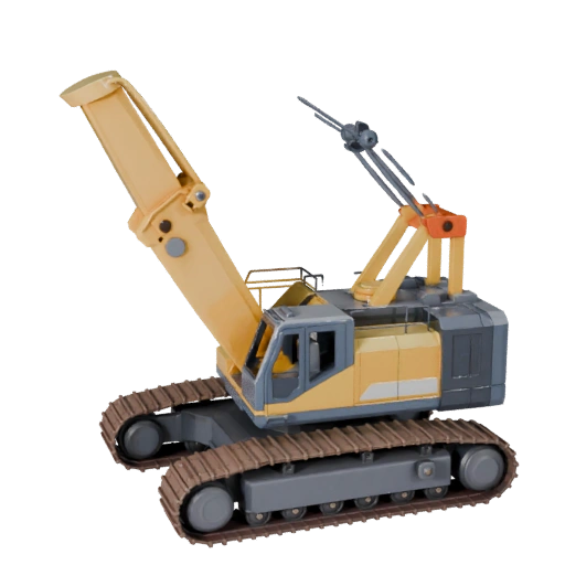 Crawler Crane 3D Model - Stylized Low Poly Game Asset